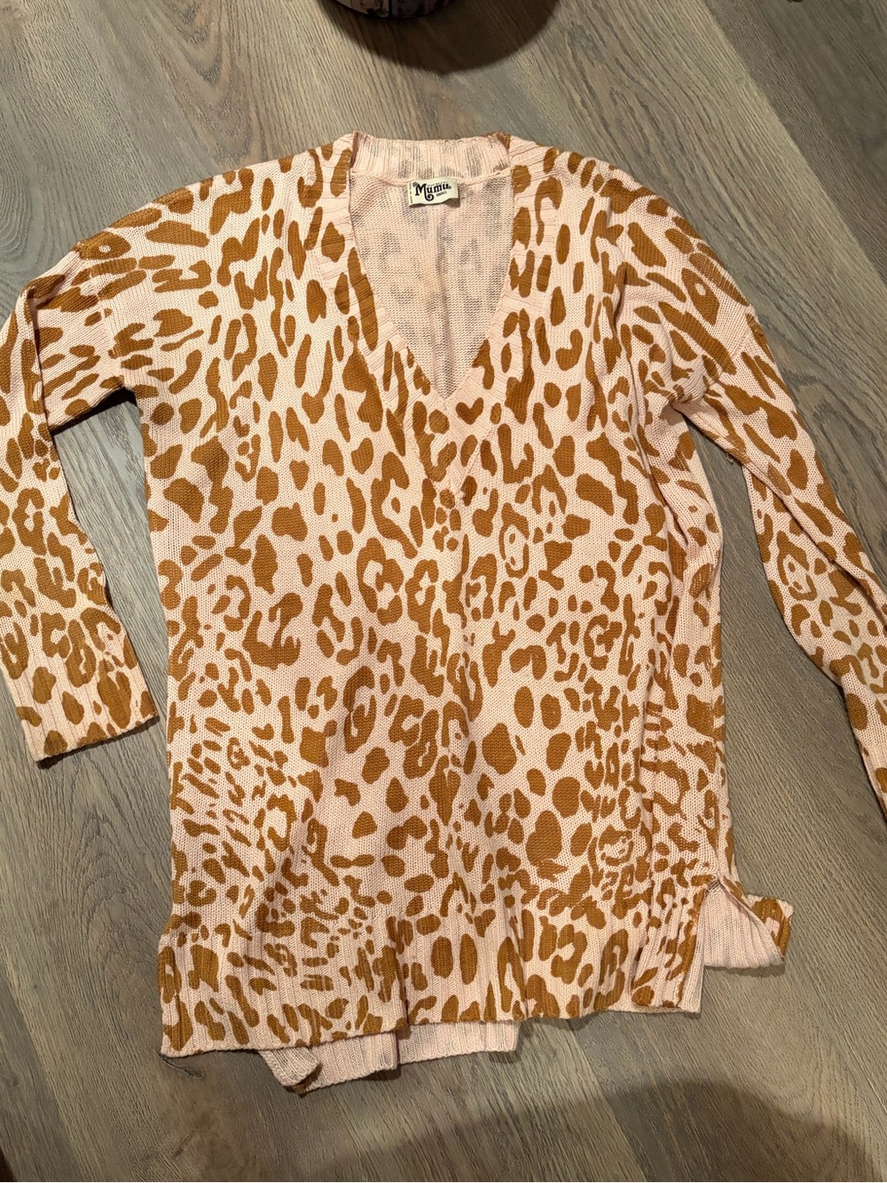 Show Me Your MuMu Cliffside Pink Leopard V-Neck Sweater